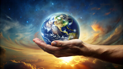 hand of Jesus holding the world, AI