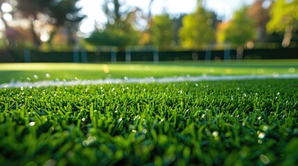 Naklejka premium Covering sports areas with artificial grass