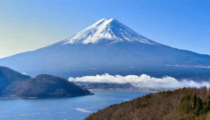 Naklejka premium Image material of Mount Fuji, the highest mountain in Japan.