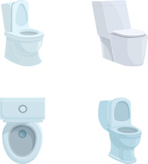 Collection of four different toilet illustrations in clean vector format