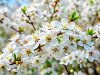Obraz premium flowers, blossom, tree, nature, flowers, cherry, branch, bloom, white, plant, apple, blooming, garden, macro, beauty, flora, bud, season