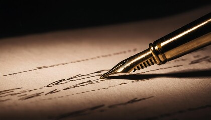 Elegant Fountain Pen Writing on Paper