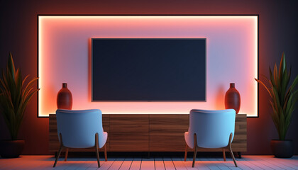 Stylish modern home office geometric pattern with empty frame