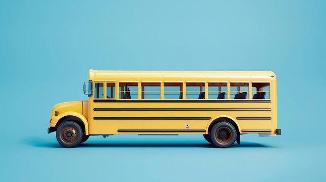 Immagine vettoriale di un scuolabus. Veicolo giallo per studenti. Concetto di ripresa anno scolastico