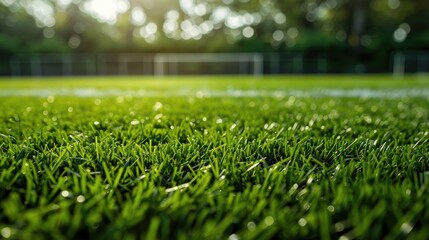 Naklejka premium Covering sports areas with artificial grass