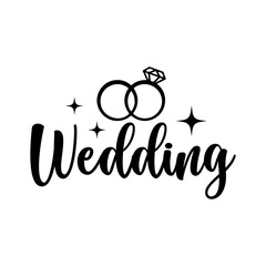 Wedding typography design on plain white transparent isolated background for card, shirt, hoodie, sweatshirt, apparel, tag, mug, icon, poster or badge