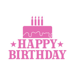 Happy Birthday typography design on plain white transparent isolated background for card, shirt, hoodie, sweatshirt, apparel, tag, mug, icon, poster or badge