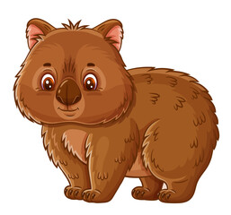 Obraz premium Cute wombat bear australian Tasmania wild animal. Funny baby vombatus marsupial herbivore mammal cartoon character. Small aussie rodent. New Zealand native fauna. Exotic tropical jungle beast. Vector