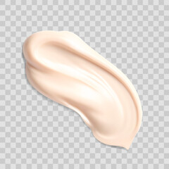 Fototapeta premium Realistic Beauty Skin Care Creamy isolated on transparent background. Vector Soft Skin creamy stroke swatch, fluid facial milk drop, brush splash element.