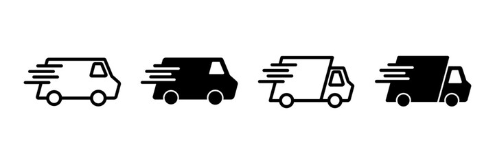 Delivery Icon vector isolated on white background. Fast Delivery Icon. Fast shipping delivery truck. Truck icon delivery