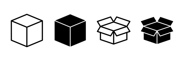 Box icon vector isolated on white background. Cardboard box, packaging open. Box vector icon