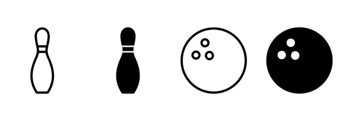 Bowling game Pin Icon vector isolated on white background. Bowling icon, ball and pin