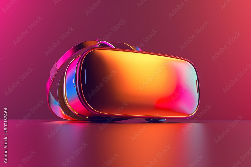 Poster futuristic red and blue vr headset representing advanced virtual reality technology and dynamic desi