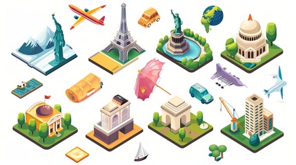 travel icons conceptual