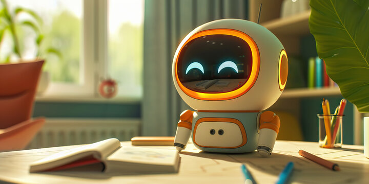 Educational Support: How Home Robots Assist with Learning and Skill Development - Picture a scene where a home robot helps children with homework, provides educational content, and fosters learning