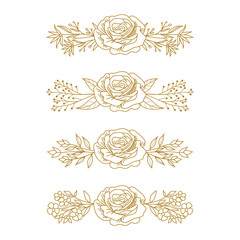 The Blooms Greenery Floral Foliage Ornament Corner Text Separator Elegance Frame for Invitations