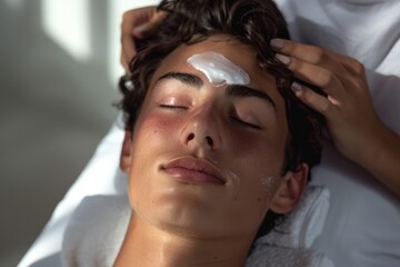 Naklejka premium Relaxing Facial Mask Application
