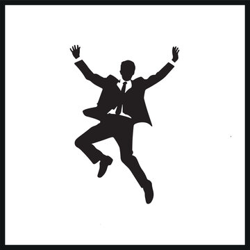 recommend clip art: Business man jumping pose vector silhouette