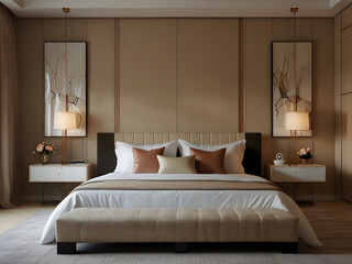 Stylish Bedroom in Calm Beige Colors
