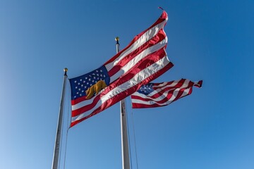 American Flag Fluttering in the Wind
