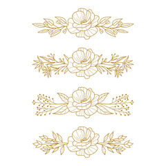 The Blooms Greenery Floral Foliage Ornament Corner Text Separator Elegance Frame for Invitations