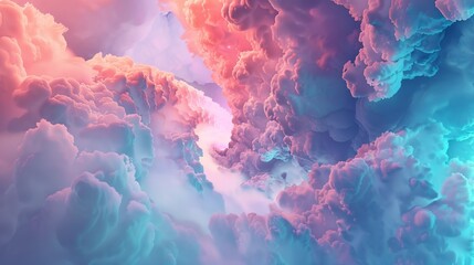 a tunnel through pink and blue background