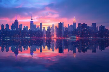 Obraz premium Downtown City Skyline at Sunset