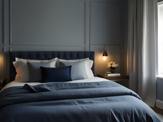 Cozy Bedroom with Blue Accents