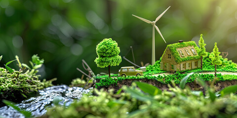 Sustainable Development: How Environmental Conservation and Green Initiatives Promote Growth - Imagine a scene where sustainable development practices such as renewable energy, eco-friendly