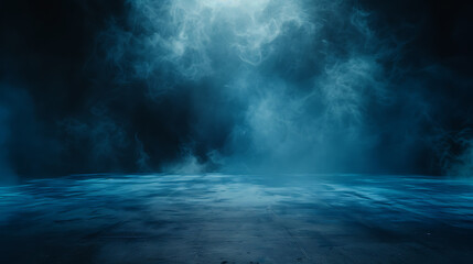 Fototapeta premium Abstract image of Studio dark room concrete floor texture background with lighting effect.