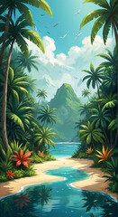 Fototapeta premium beach with palm trees