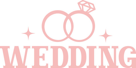 Wedding typography design on plain white transparent isolated background for card, shirt, hoodie, sweatshirt, apparel, tag, mug, icon, poster or badge