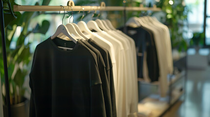 Fototapeta premium Clothing on hanger at the modern shop boutique