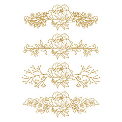 Naklejka premium The Blooms Greenery Floral Foliage Ornament Corner Text Separator Elegance Frame for Invitations