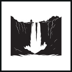 Majestic Waterfall Silhouette clipart on a white