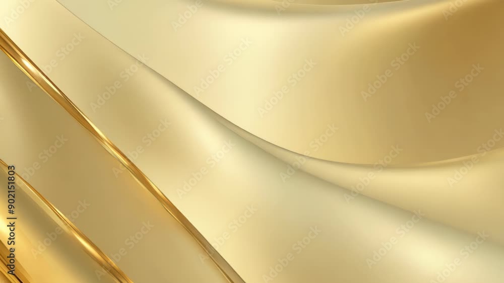 Poster elegant golden waves flowing gracefully in a tranquil space. generative ai
