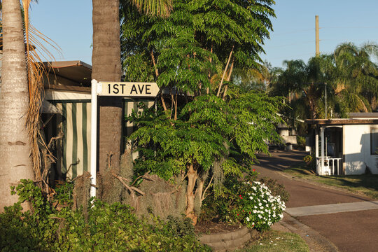1st Avenue sign at entrance to caravan park