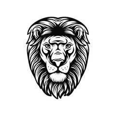 symmetrical lion angry face line art style sketch classic vintage design illustration