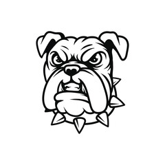 angry dog bulldog worker line art style sketch classic vintage design illustration