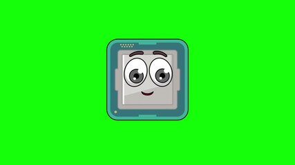 processor cartoon character with a saluting face, emoji emoticon animation - Powered by Adobe