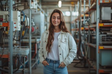 Young Woman in Industrial Workshop