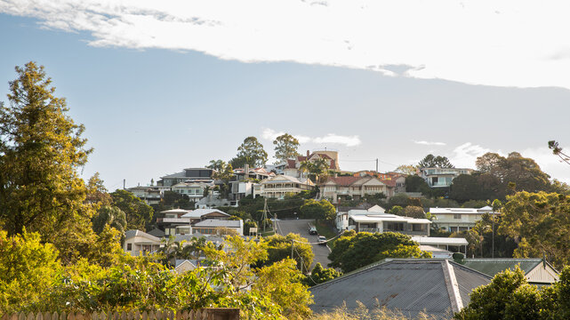 looking over rooftops to houses on the hill in Paddington