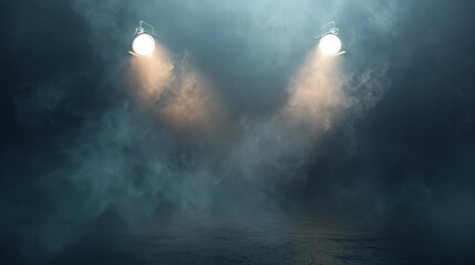 Fototapeta premium Two Spotlights in Smoky Room