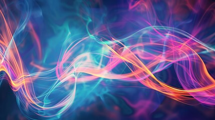 Fototapeta premium A Mesmerizing 3D Abstract Multicolor Visualization of thin glowing lines