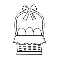 Easter basket line icon clipart avatar logtotype isolated vector illustration