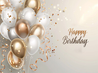 Elegant Birthday Card with Gold and Silver Balloons