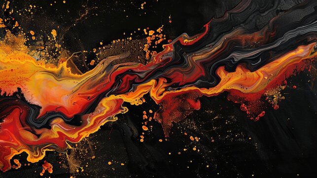 Ink water explosion effect. Orange fire flames. Abstract art background shot on Red Cinema camera 6k.