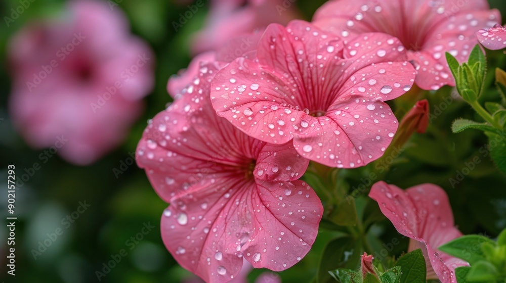 Canvas Prints pink petunias with dew drops