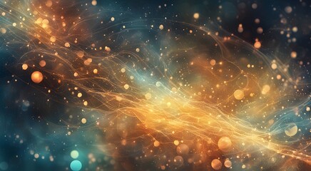 Obraz premium A colorful, blurry image of a galaxy with many small dots scattered throughout