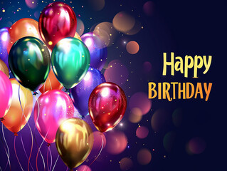 Elegant Birthday Card with Gold and Silver Balloons